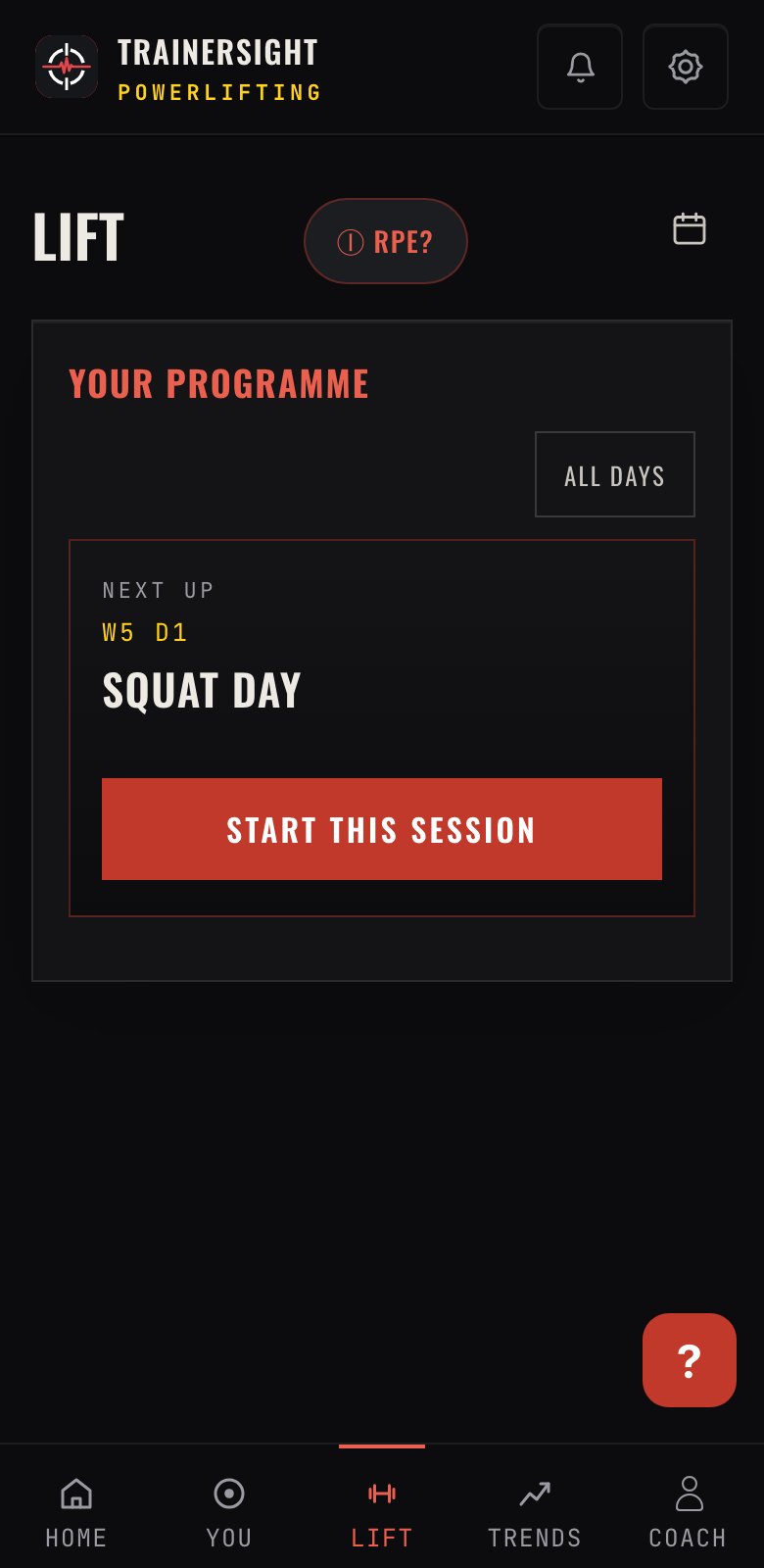 The current training block and next prescribed session